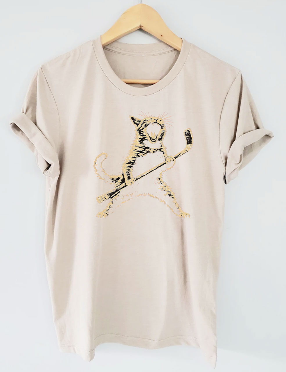Cat, Playing, Ice, Hockey Funny T-shirt