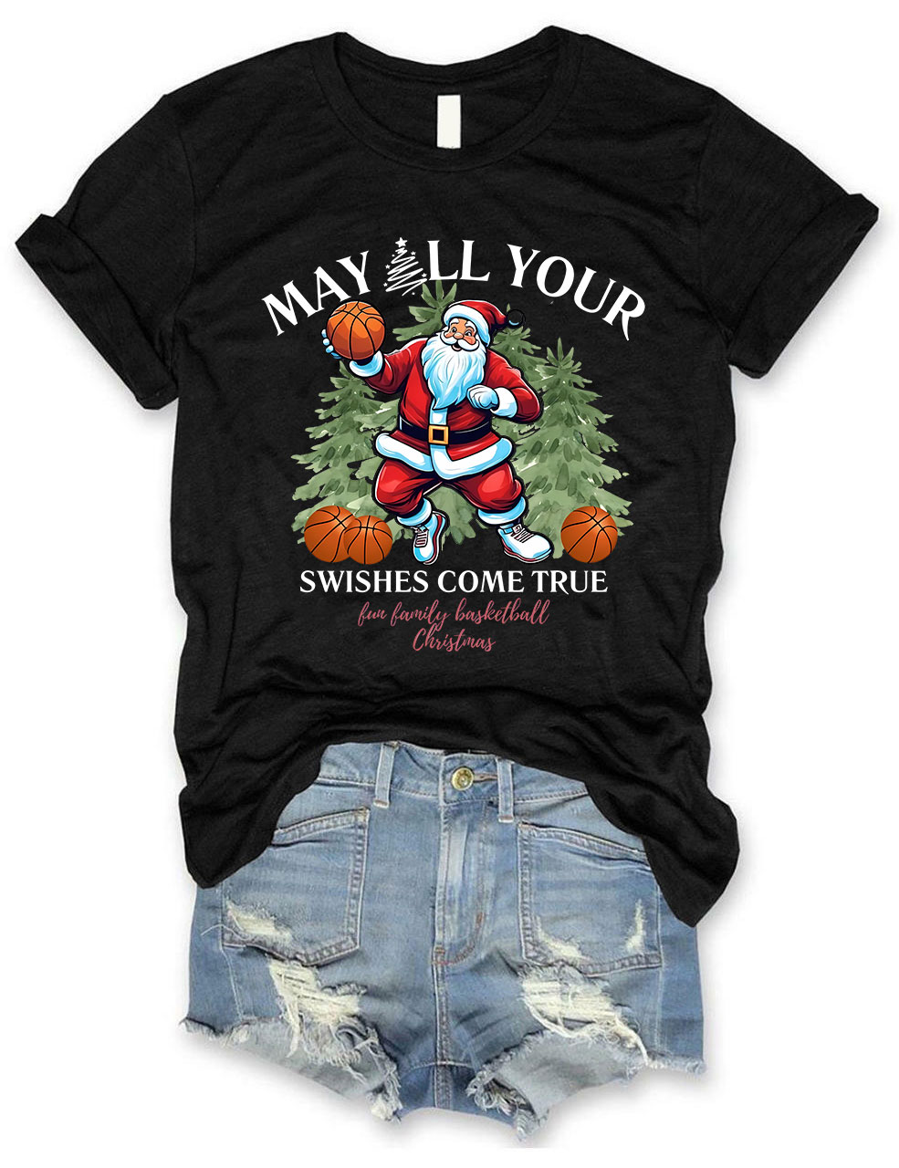 Merry Swishmas Christmas Basketball T-shirt
