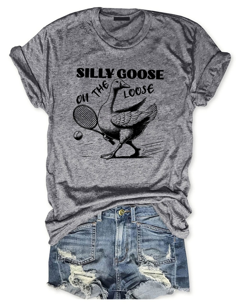 Silly Goose On The Loose Funny Tennis T-shirt