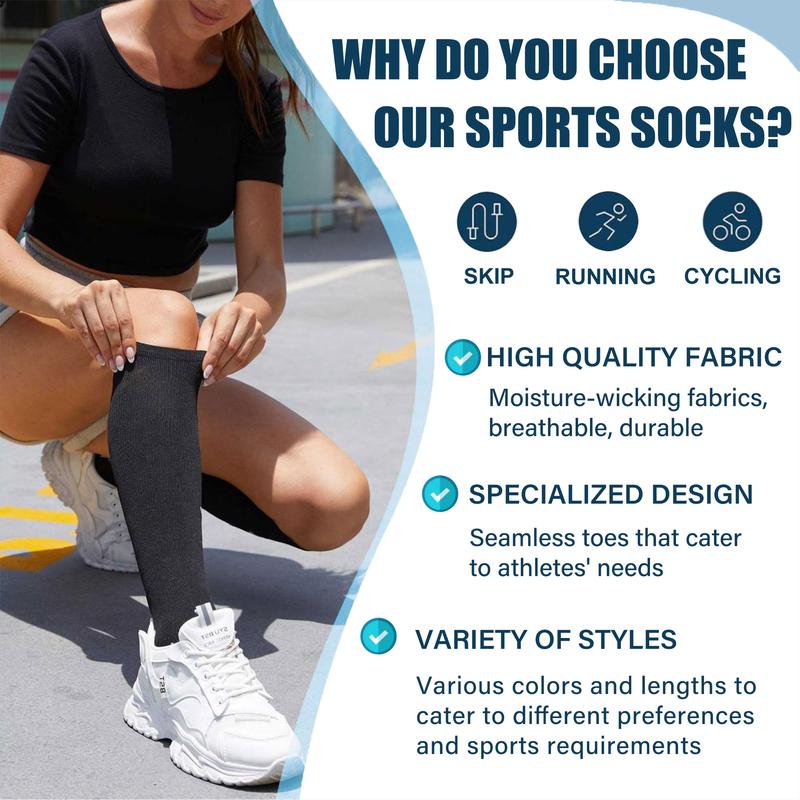 Knee-high Sports Socks for Men and Women - 4 Pairs Socks