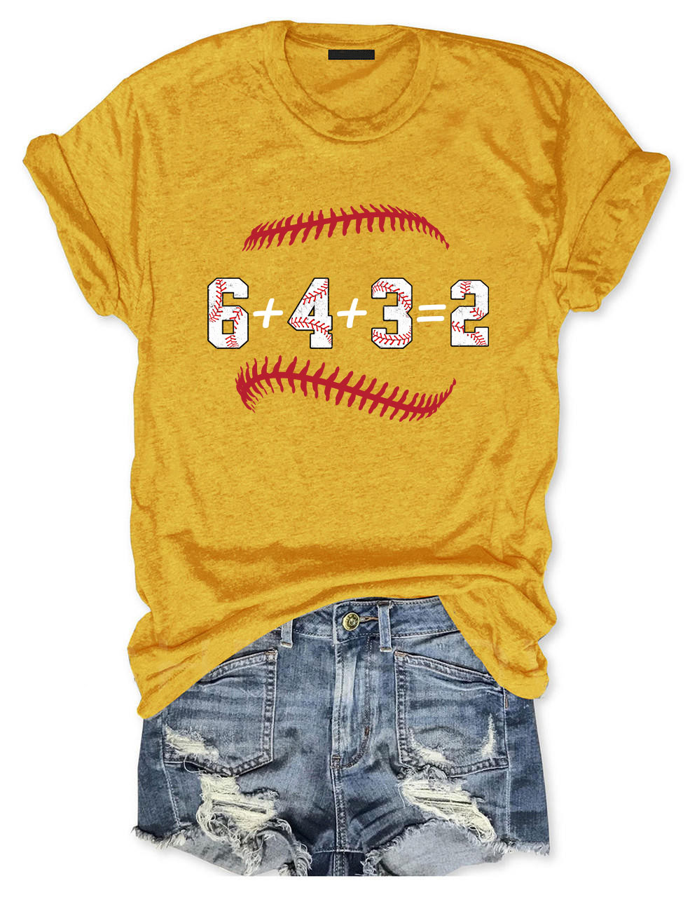 Double Play Baseball Math 6 4 3 2 tee Coach Softball Game T-Shirt