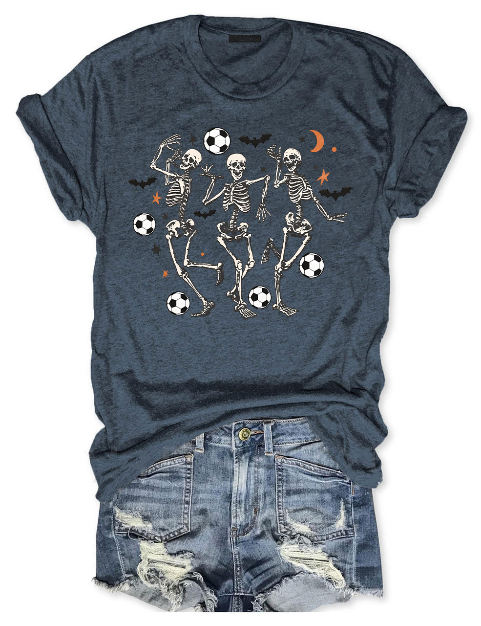 Dancing Skeletons Funny Halloween Soccer T-Shirt