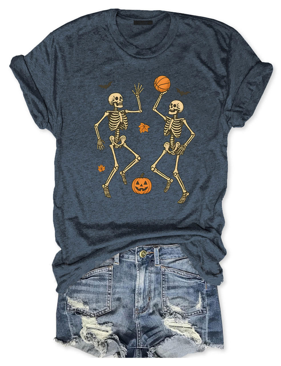 Skeleton Basketball Halloween Funny T-shirt
