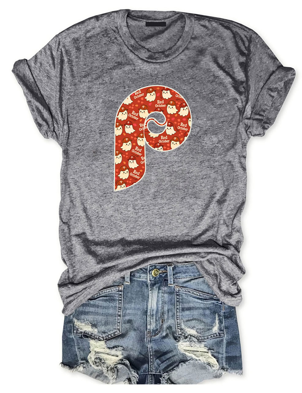 Retro Phillies "Red October" Ghost Baseball T-Shirt