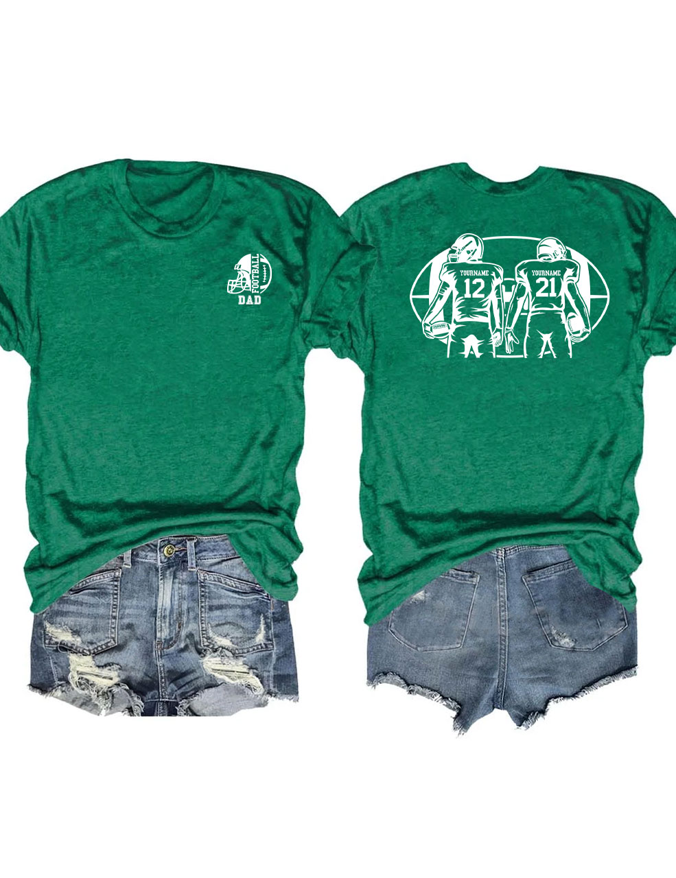 2 Players Custom Football Dad T-shirt