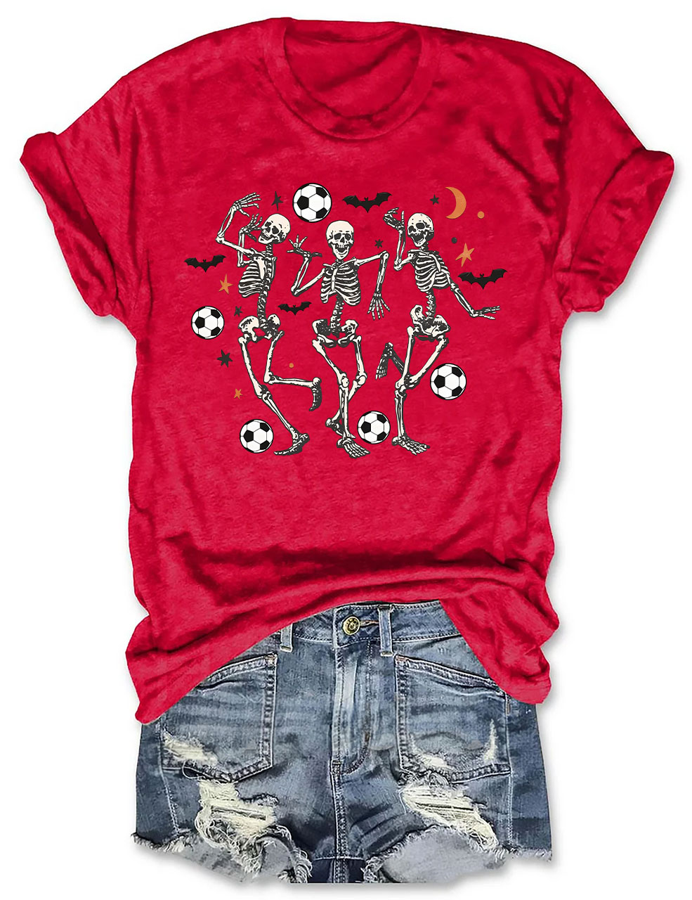 Dancing Skeletons Funny Halloween Soccer T-Shirt