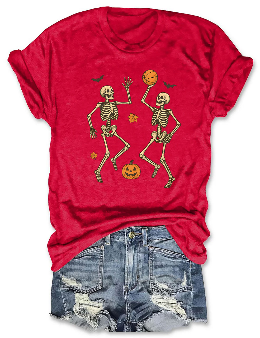 Skeleton Basketball Halloween Funny T-shirt
