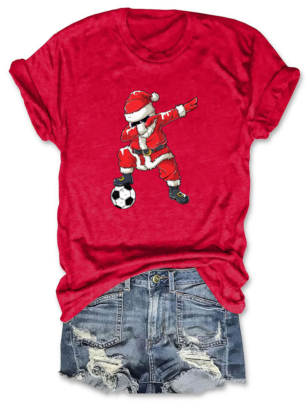 Christmas Soccer Santa Funny T-Shirt