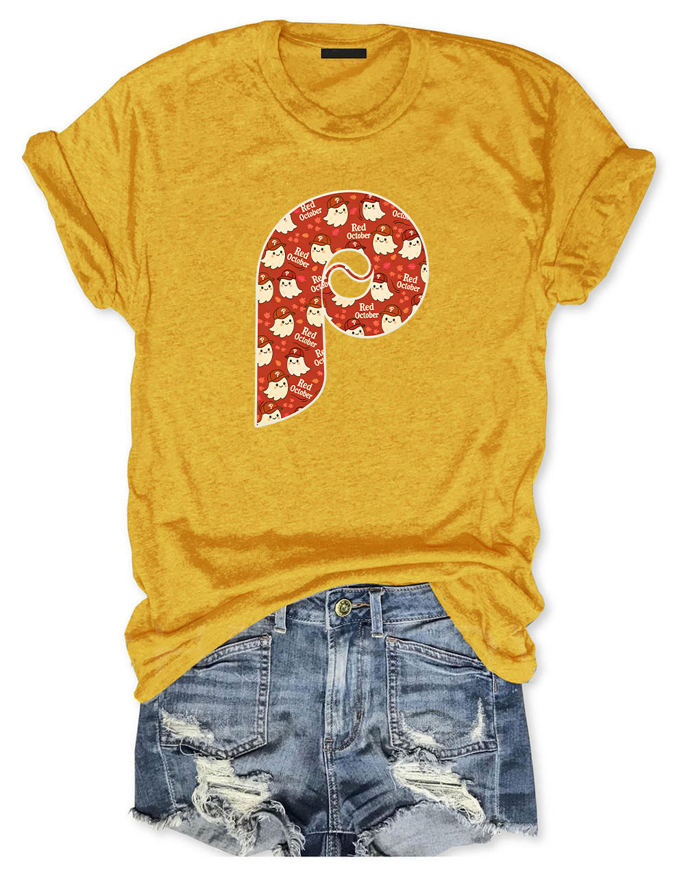 Retro Phillies "Red October" Ghost Baseball T-Shirt