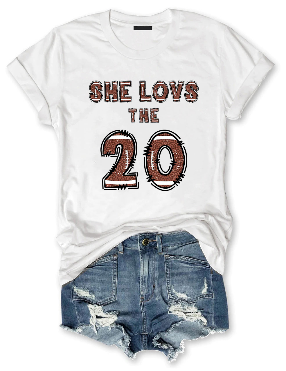 She Loves The Football Custom Number T-shirt