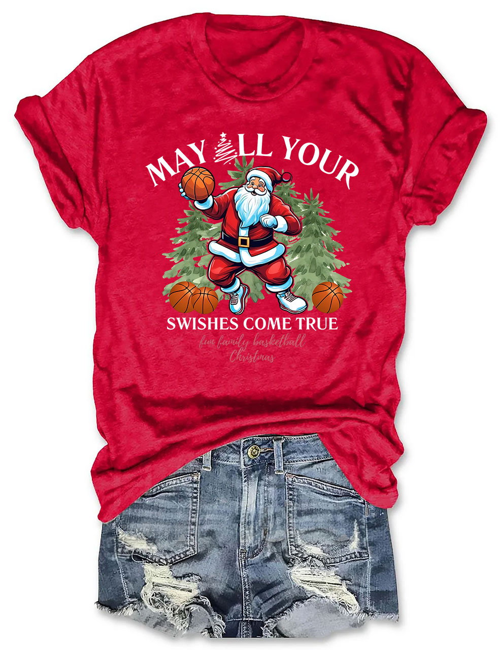 Merry Swishmas Christmas Basketball T-shirt