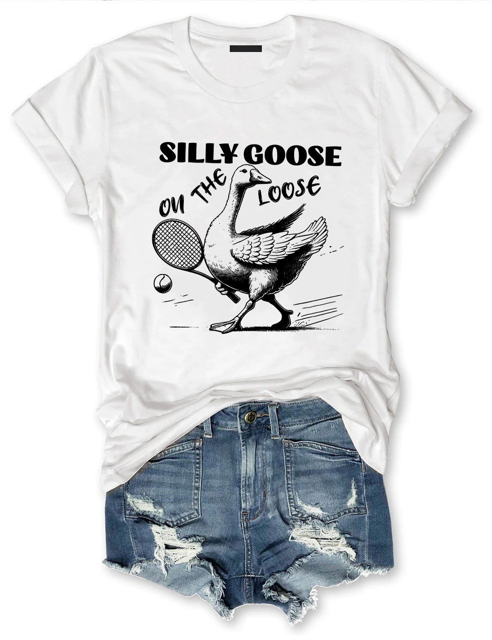 Silly Goose On The Loose Funny Tennis T-shirt