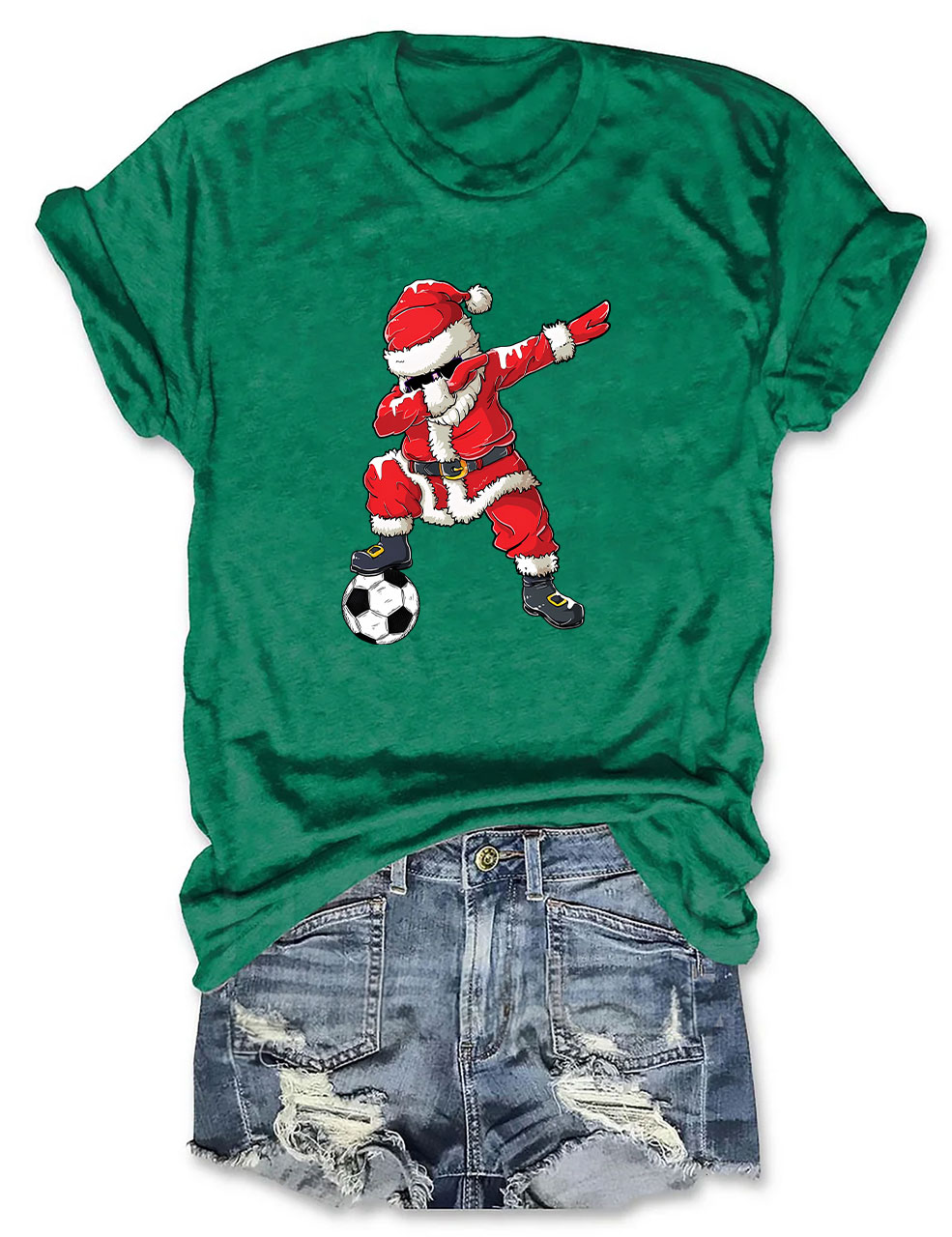Christmas Soccer Santa Funny T-Shirt