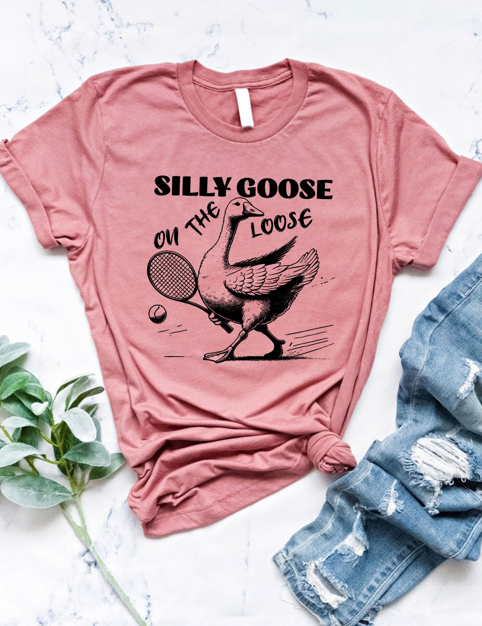 Silly Goose On The Loose Funny Tennis T-shirt