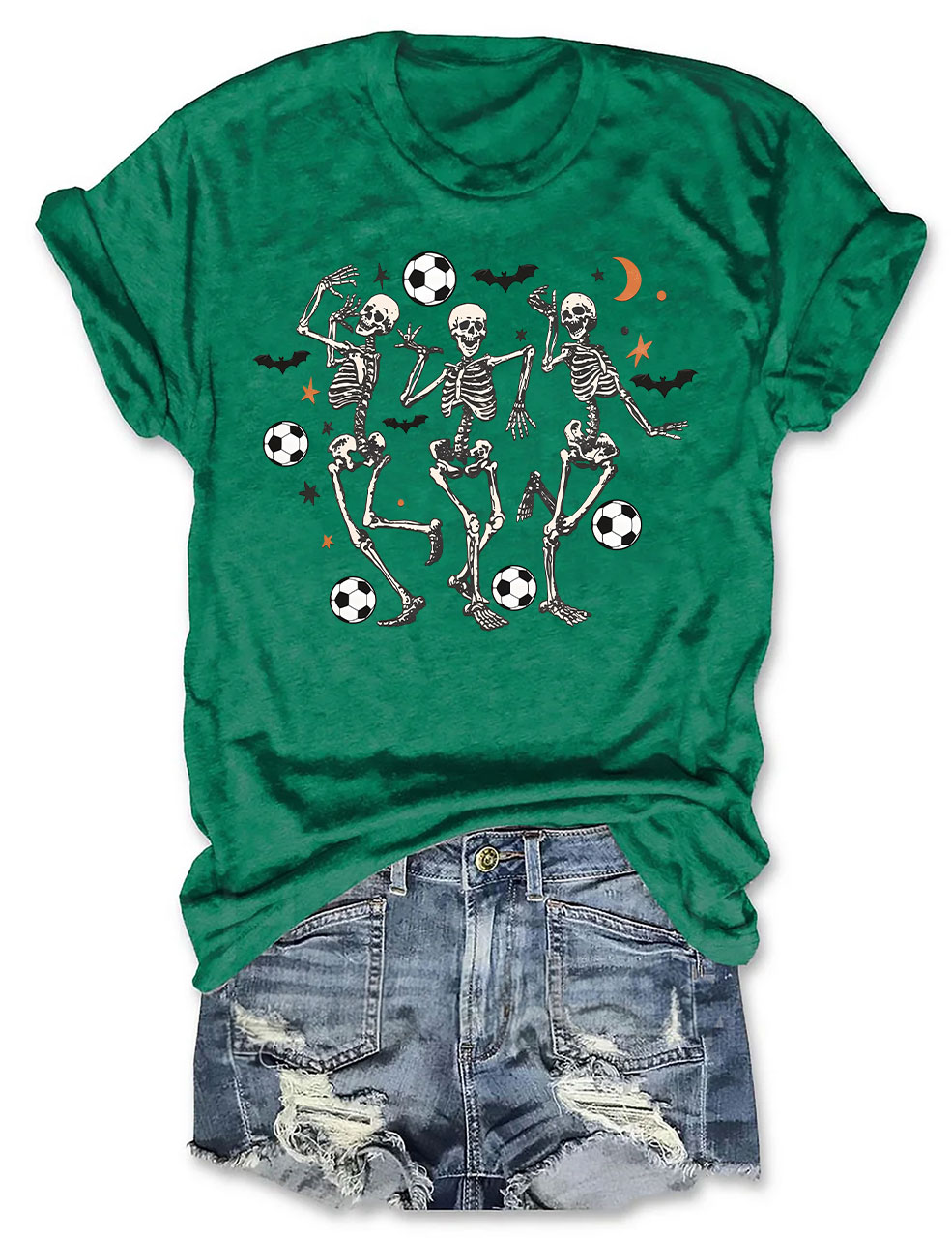 Dancing Skeletons Funny Halloween Soccer T-Shirt