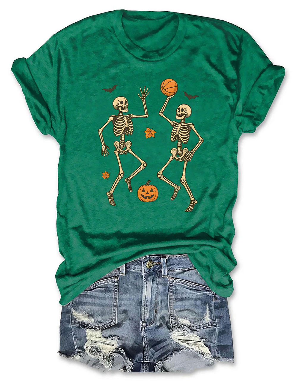 Skeleton Basketball Halloween Funny T-shirt