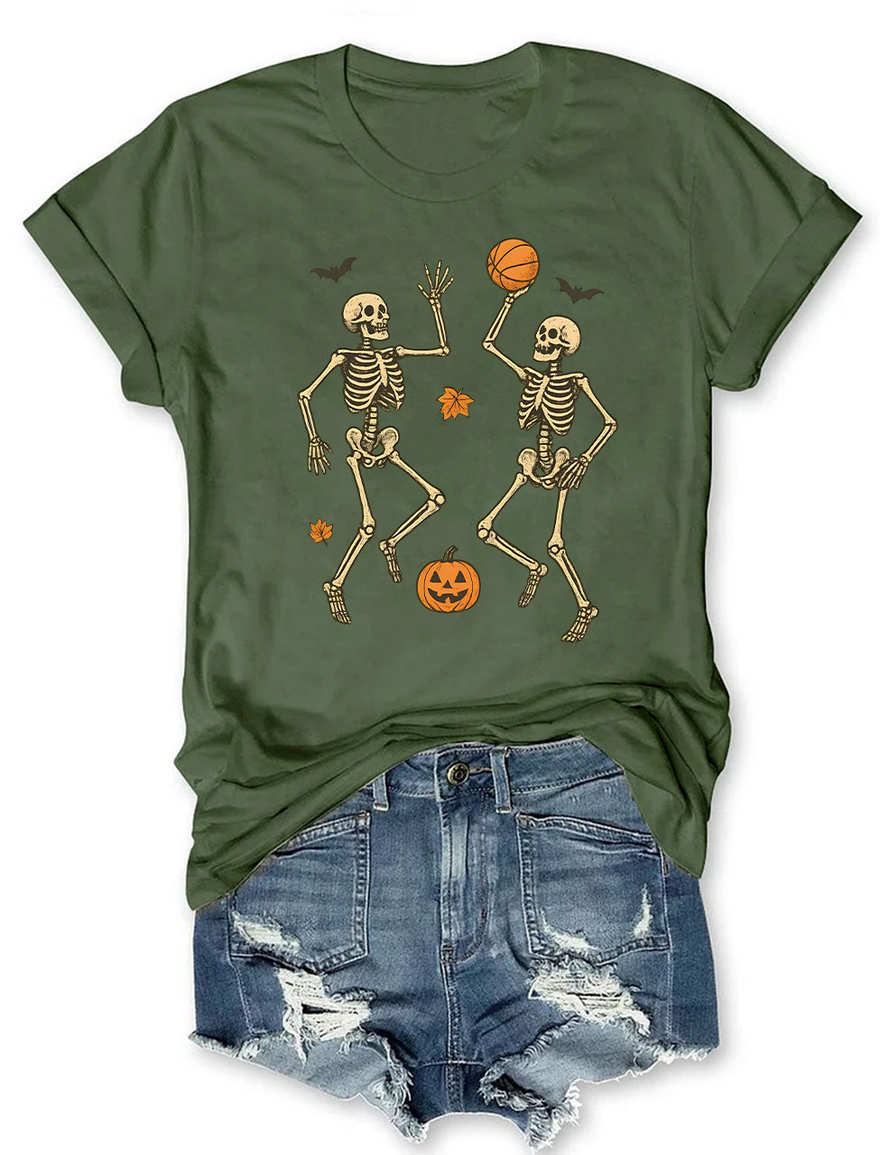 Skeleton Basketball Halloween Funny T-shirt