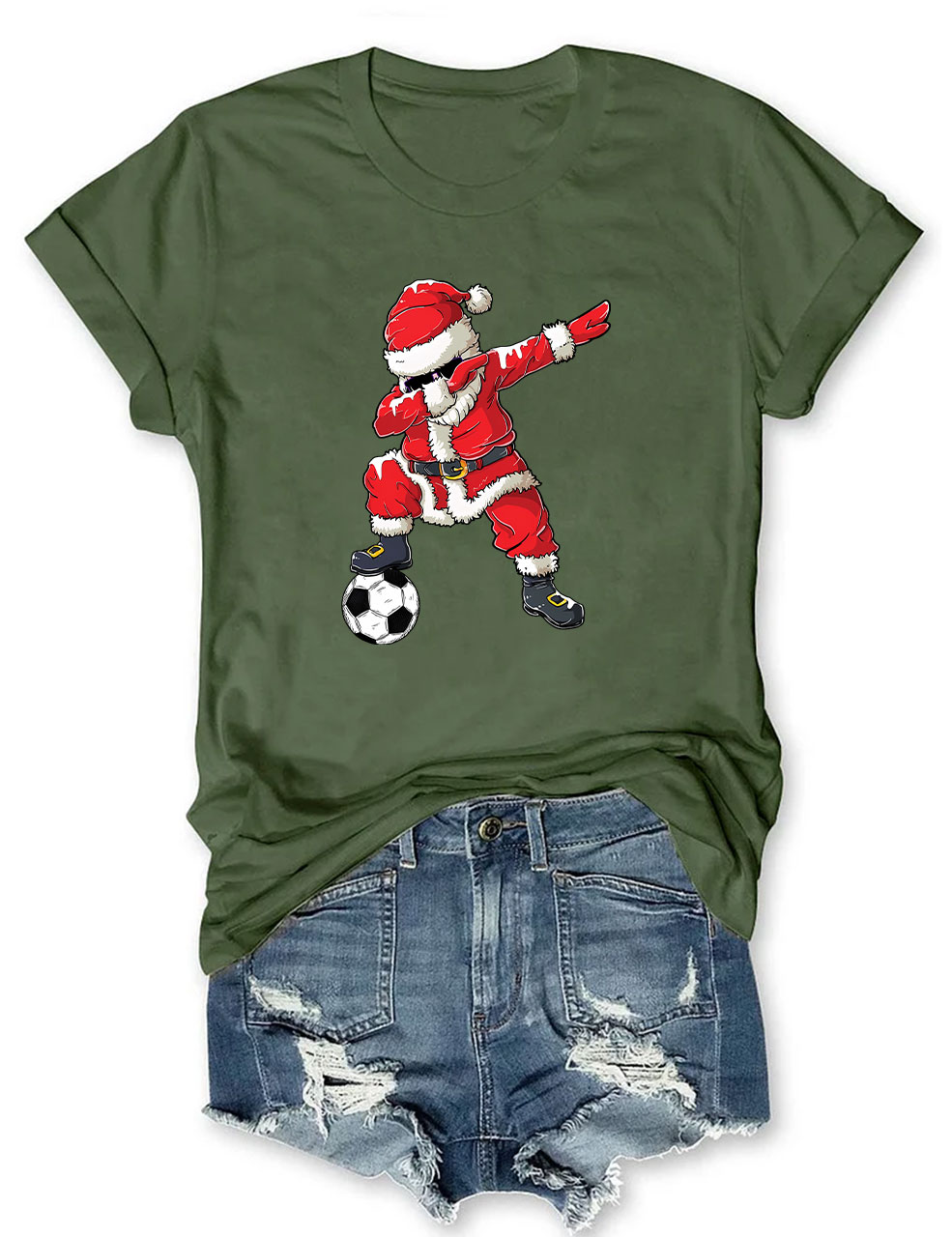 Christmas Soccer Santa Funny T-Shirt