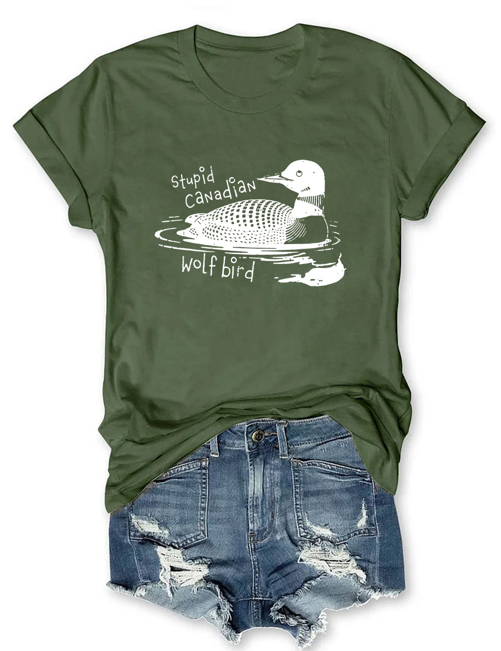 Stupid Canadian Wolf Bird Funny T-Shirt