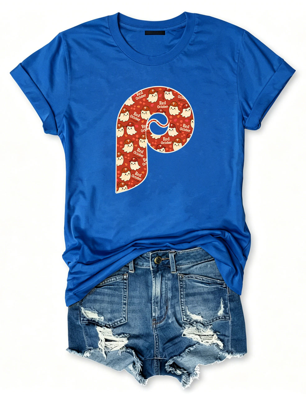 Retro Phillies "Red October" Ghost Baseball T-Shirt