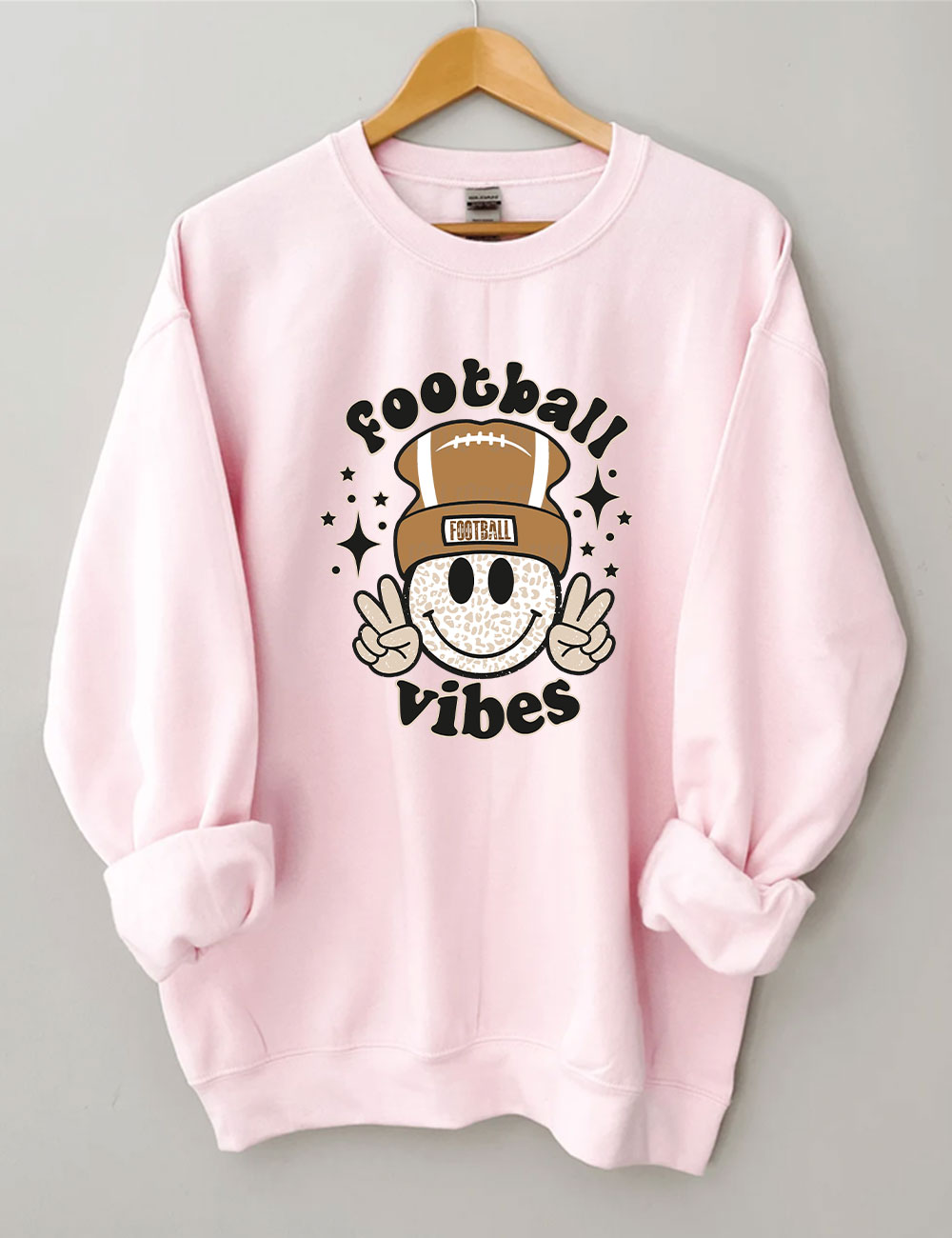 Football Vibes Beanie Happy Face Sweatshirt