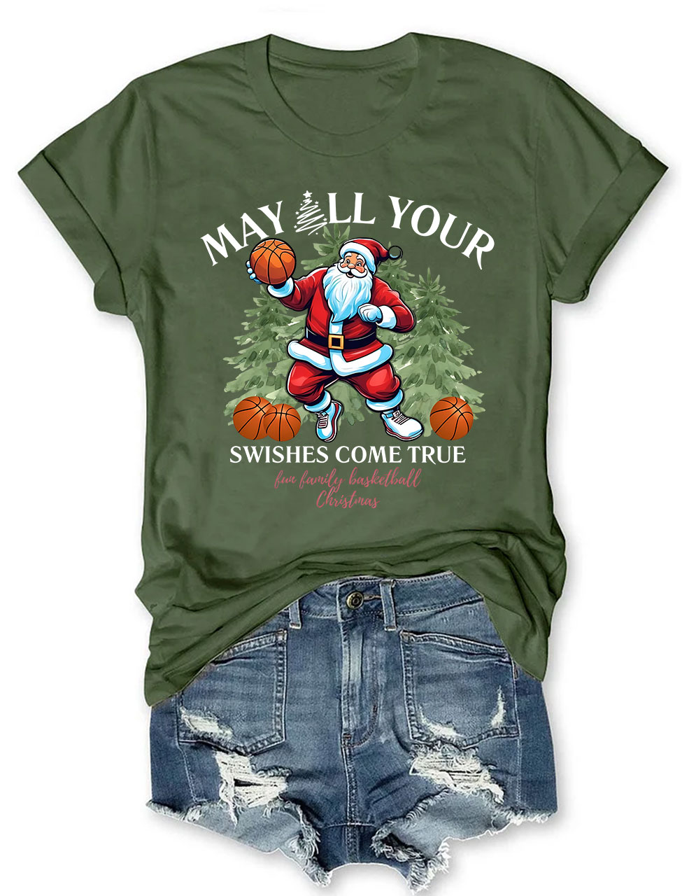 Merry Swishmas Christmas Basketball T-shirt
