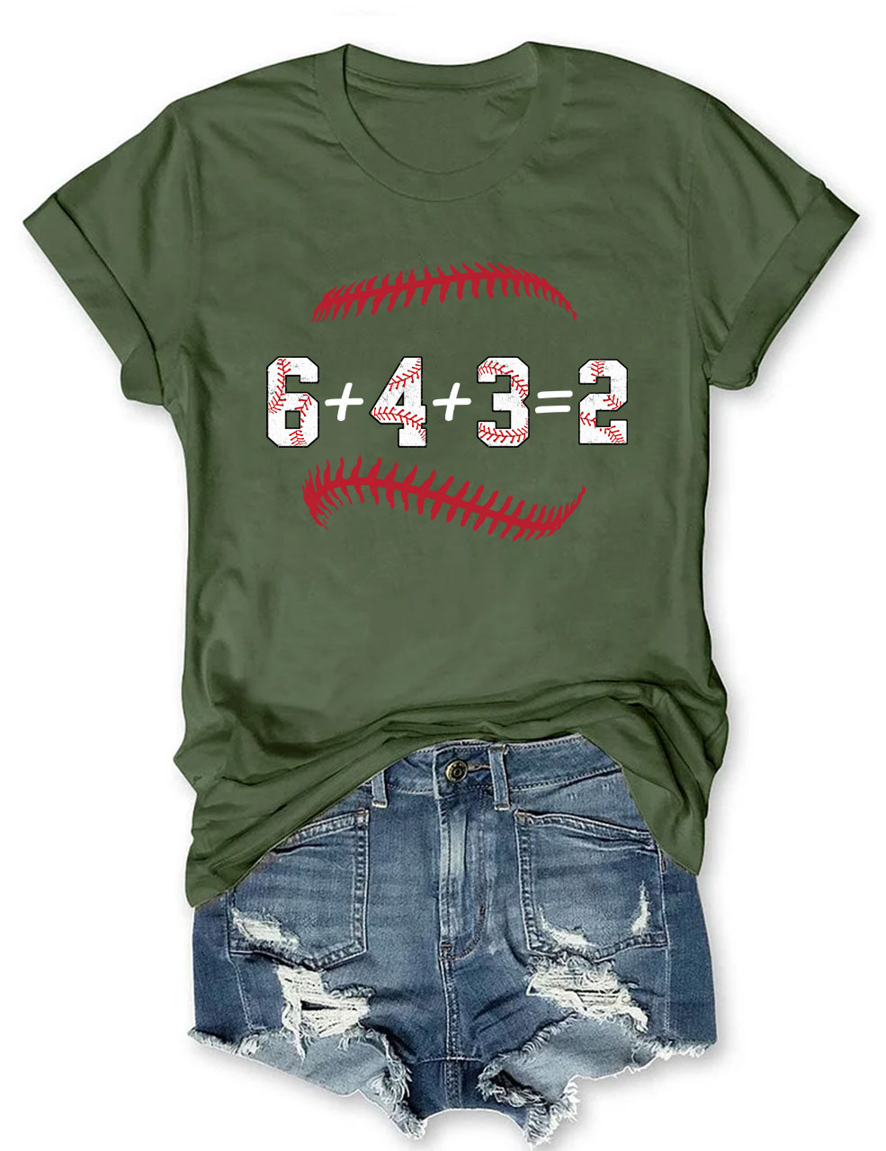 Double Play Baseball Math 6 4 3 2 tee Coach Softball Game T-Shirt
