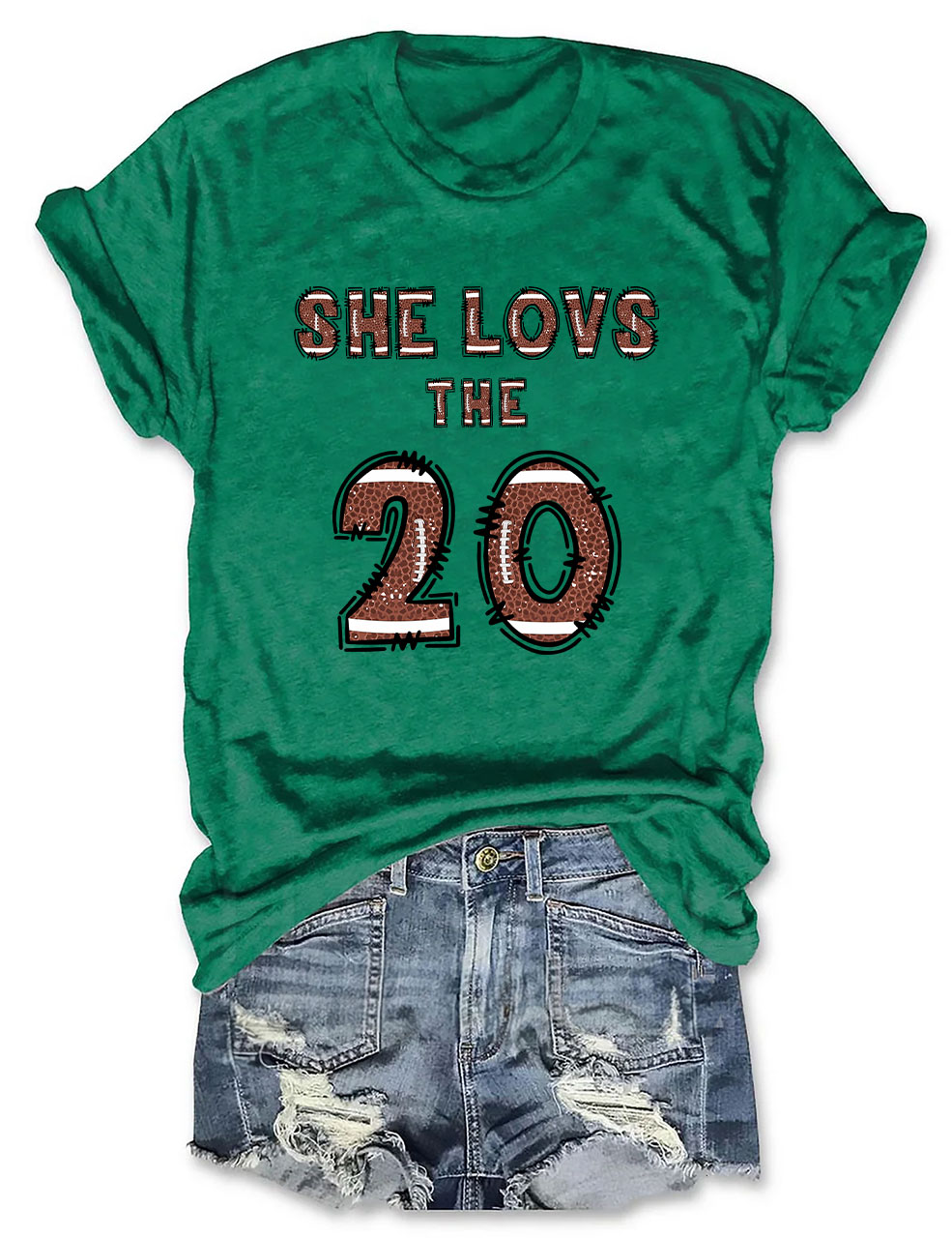 She Loves The Football Custom Number T-shirt