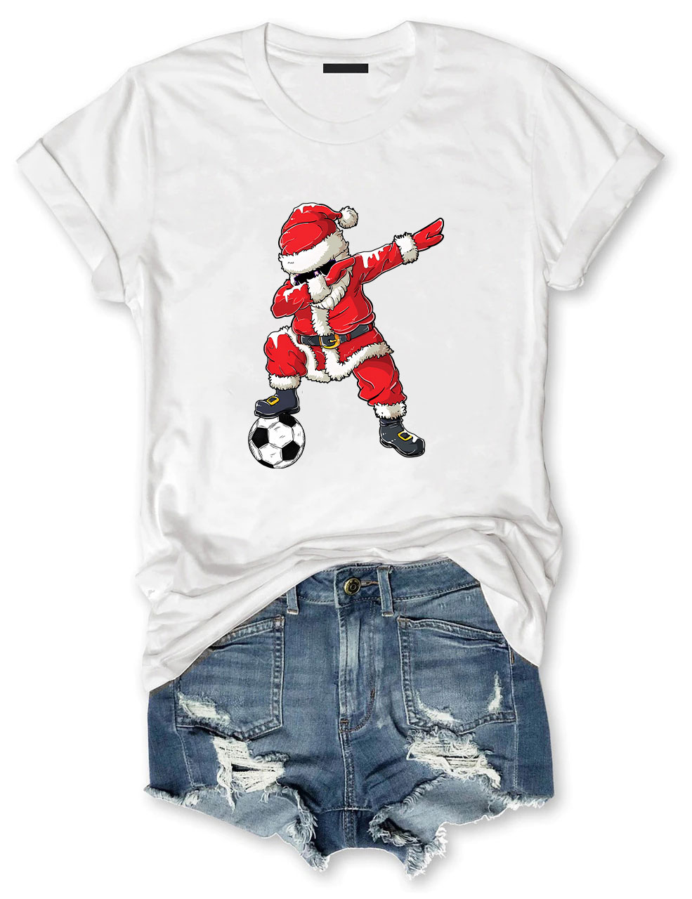 Christmas Soccer Santa Funny T-Shirt