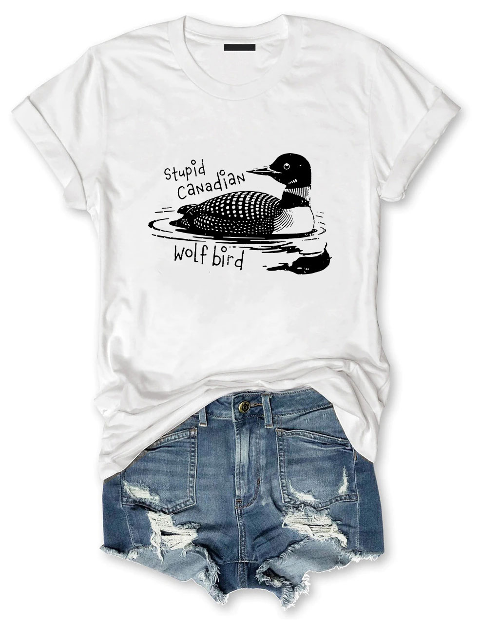 Stupid Canadian Wolf Bird Funny T-Shirt