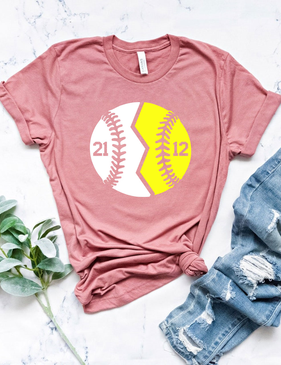 Custom Glitter Baseball and Softball T-Shirt