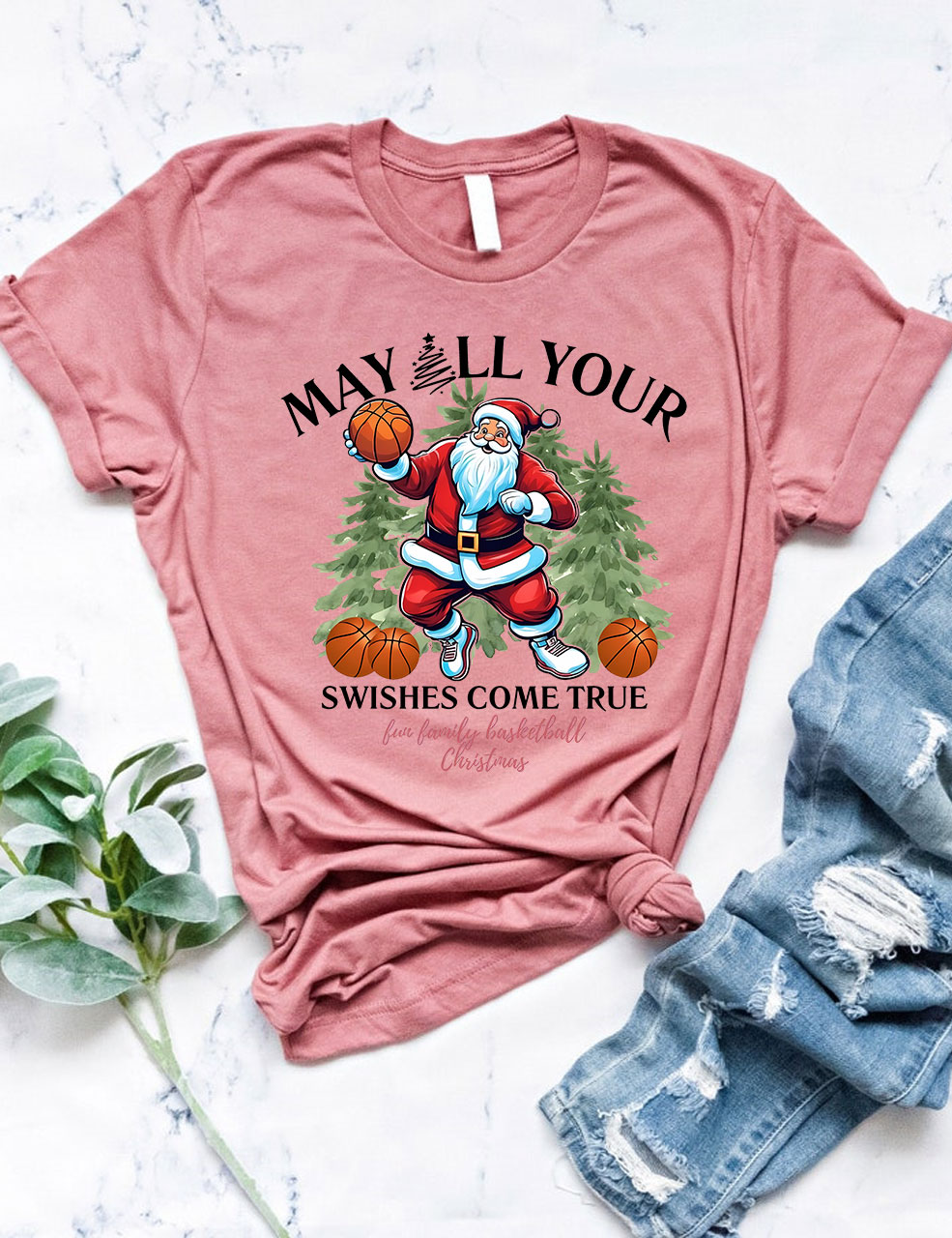 Merry Swishmas Christmas Basketball T-shirt