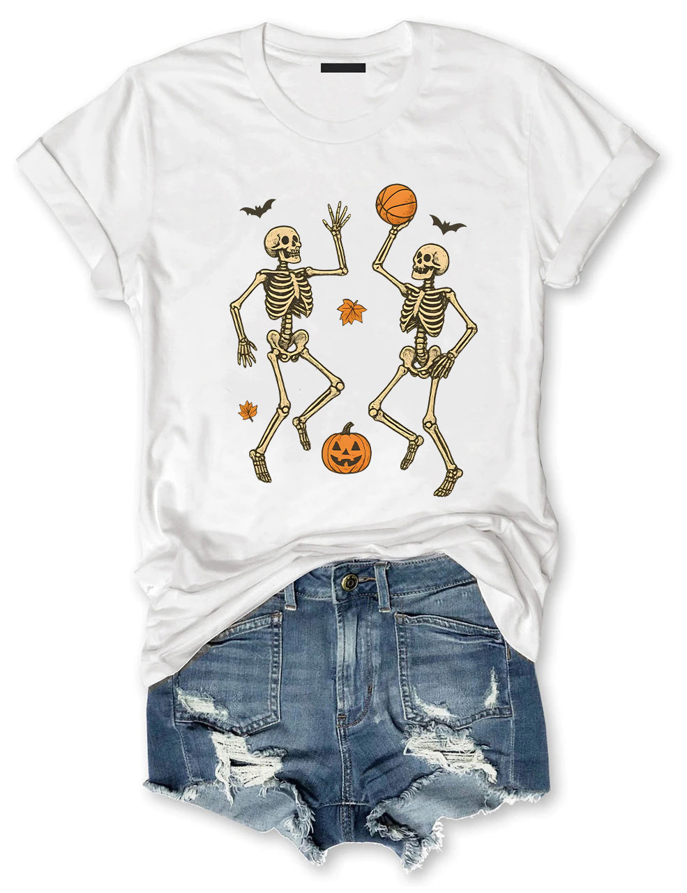 Skeleton Basketball Halloween Funny T-shirt
