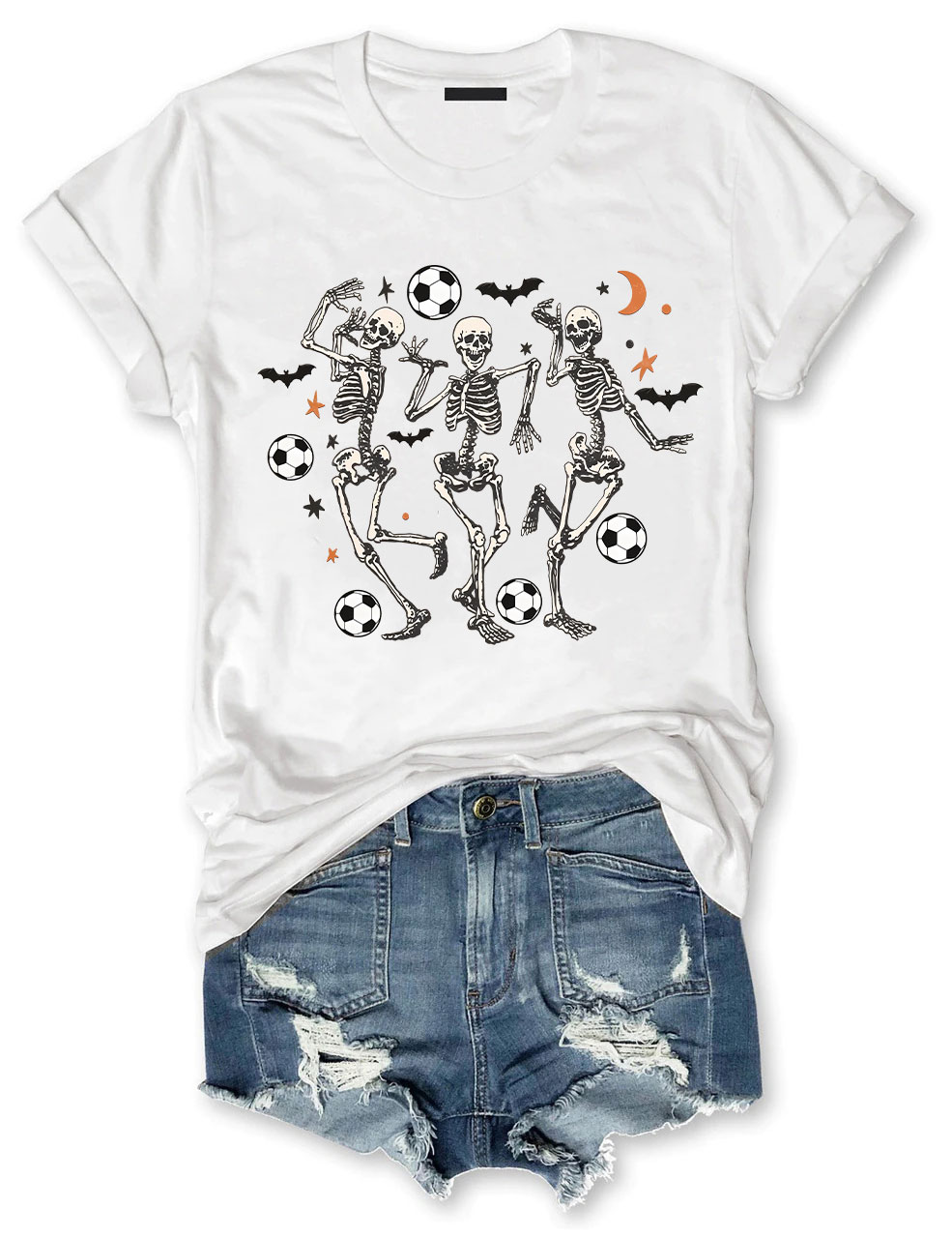 Dancing Skeletons Funny Halloween Soccer T-Shirt