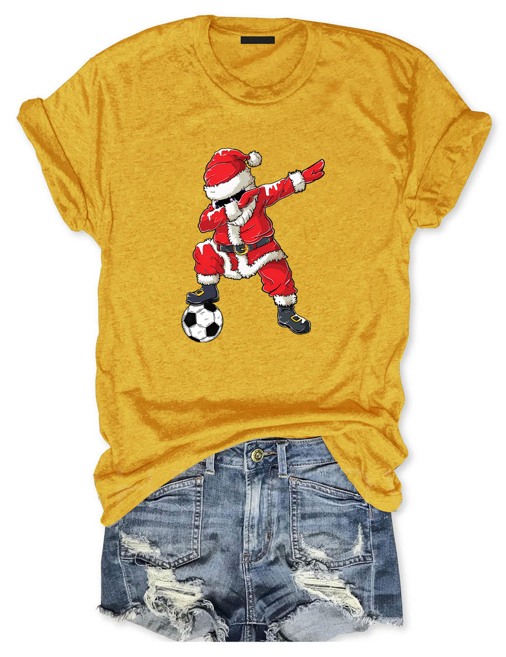 Christmas Soccer Santa Funny T-Shirt