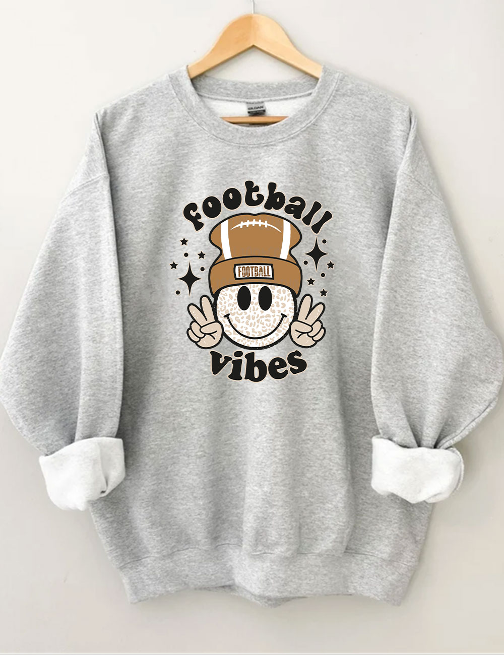 Football Vibes Beanie Happy Face Sweatshirt