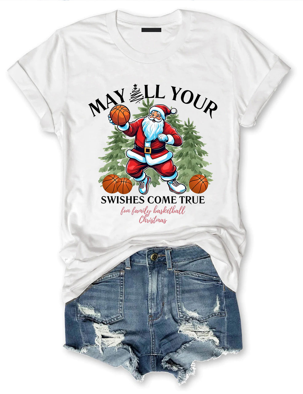 Merry Swishmas Christmas Basketball T-shirt