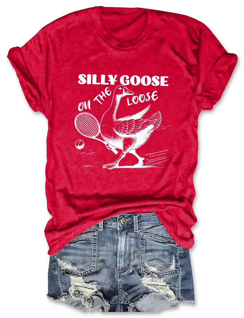Silly Goose On The Loose Funny Tennis T-shirt