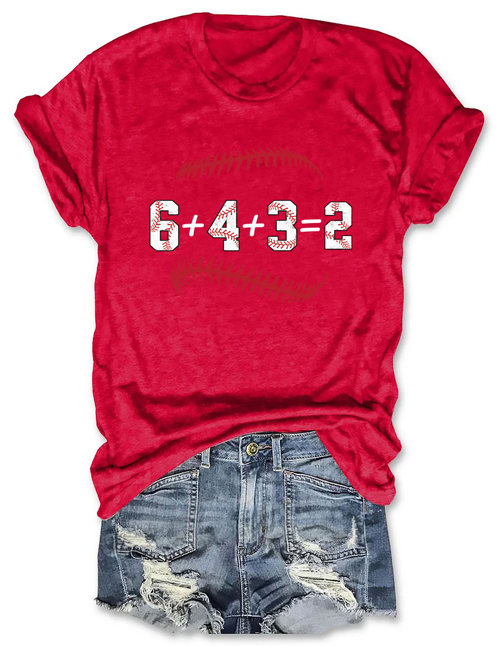 Double Play Baseball Math 6 4 3 2 tee Coach Softball Game T-Shirt