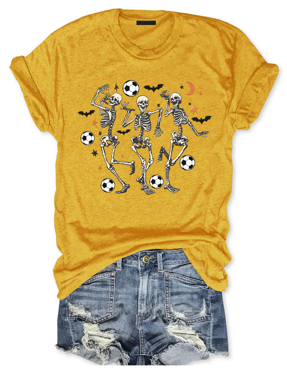 Dancing Skeletons Funny Halloween Soccer T-Shirt
