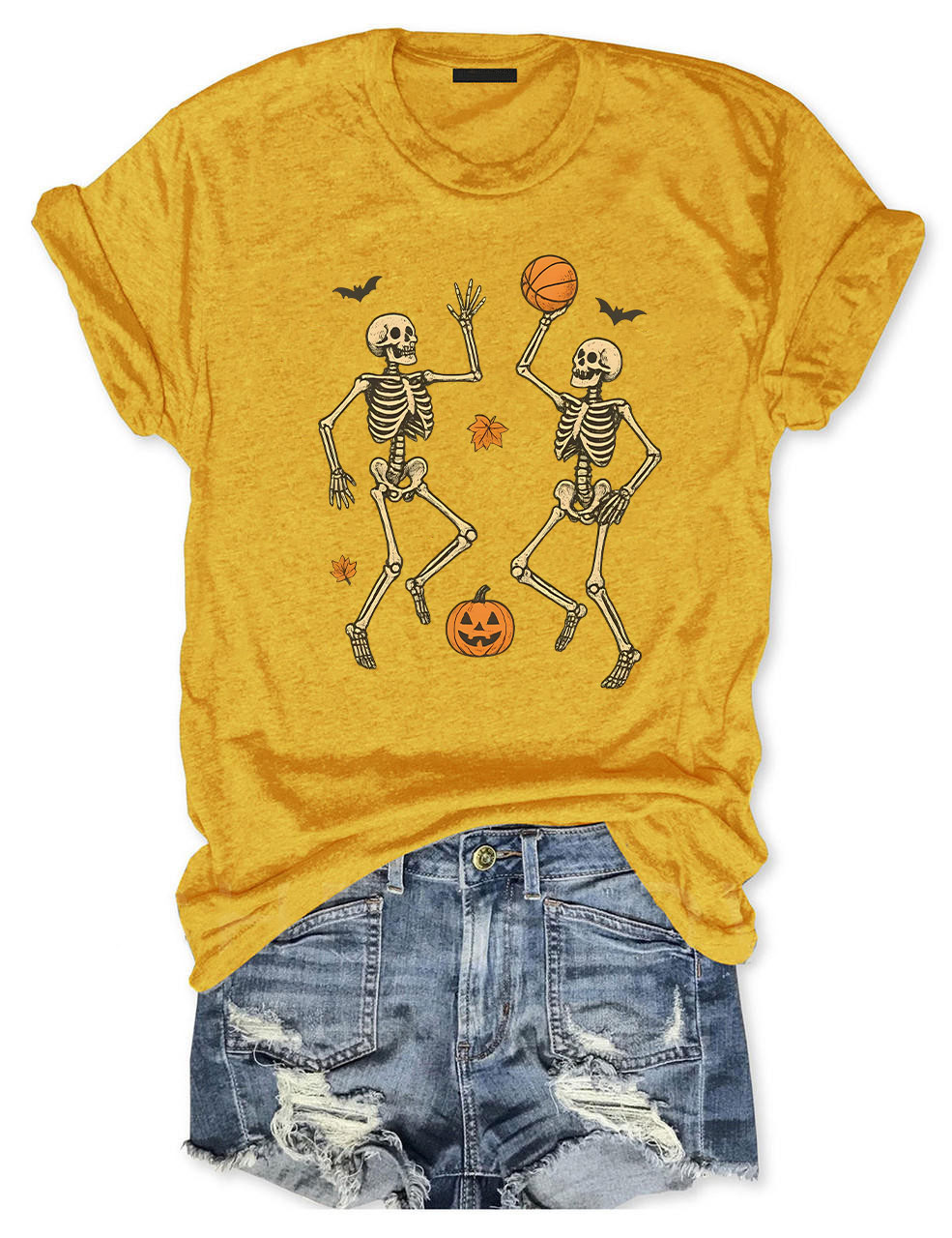 Skeleton Basketball Halloween Funny T-shirt