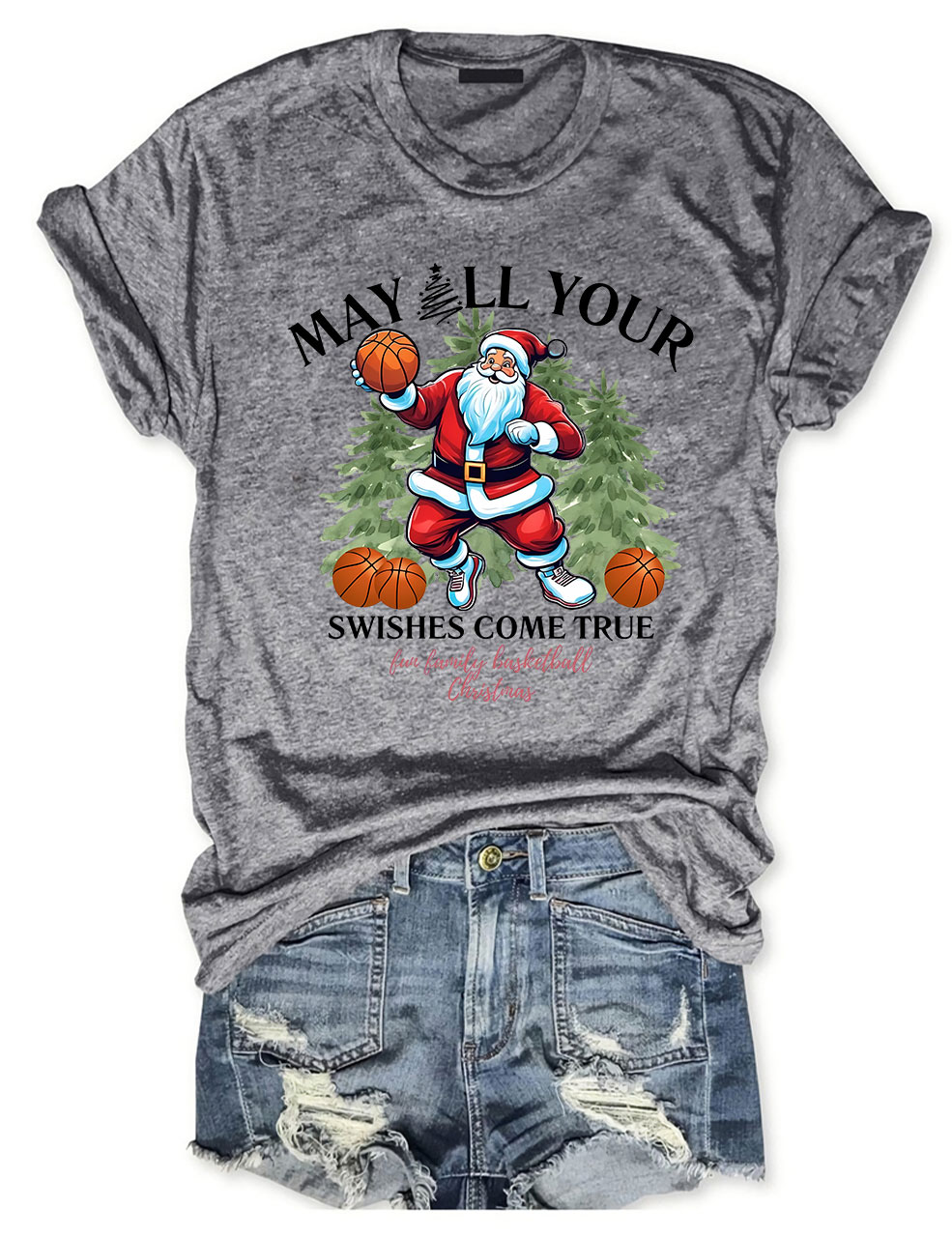 Merry Swishmas Christmas Basketball T-shirt