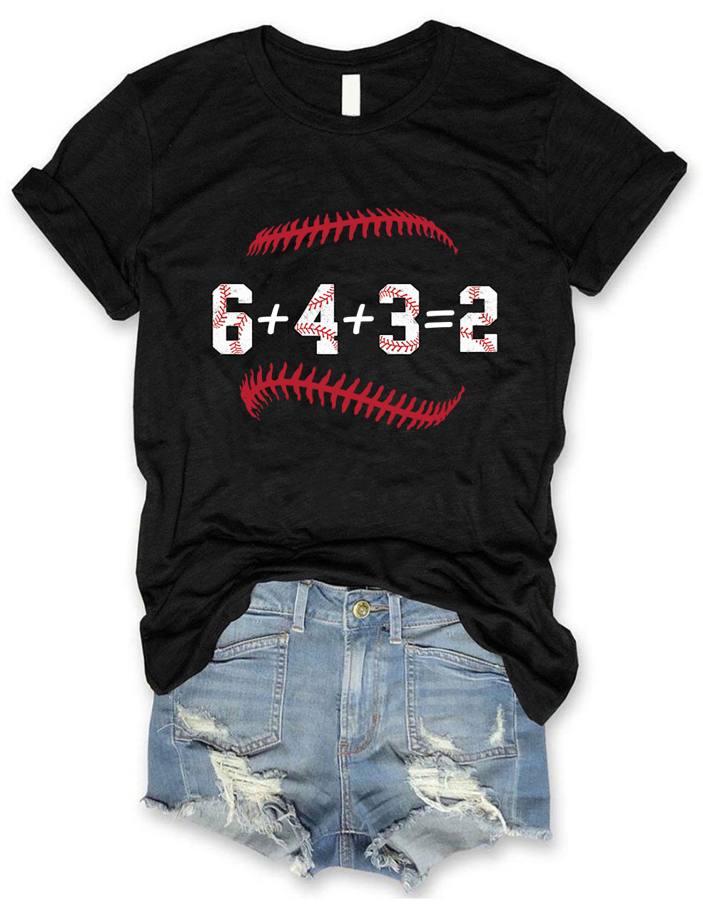 Double Play Baseball Math 6 4 3 2 tee Coach Softball Game T-Shirt