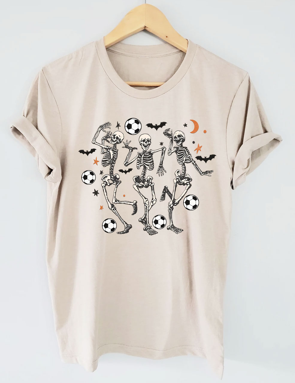 Dancing Skeletons Funny Halloween Soccer T-Shirt