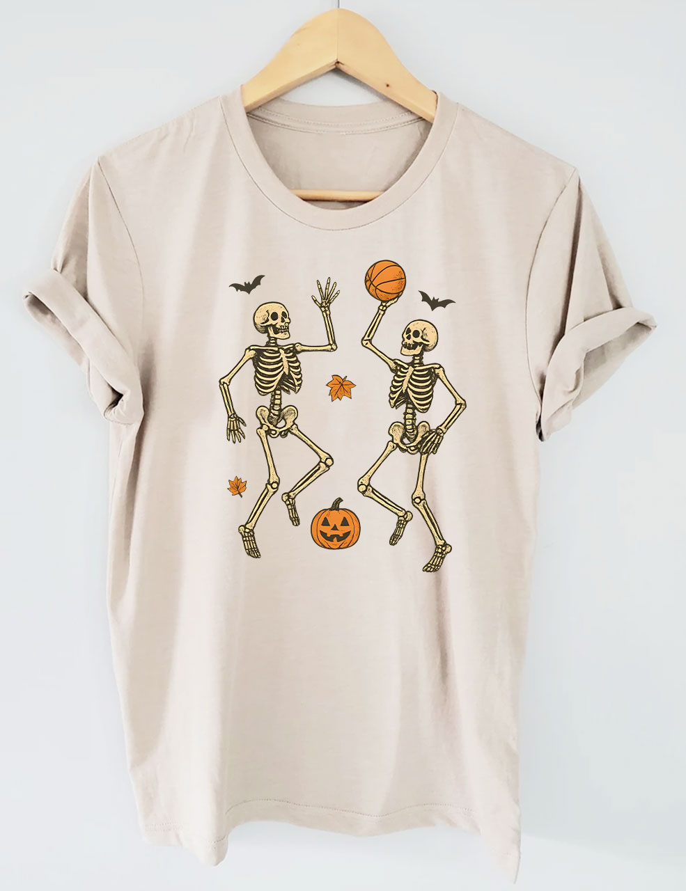 Skeleton Basketball Halloween Funny T-shirt