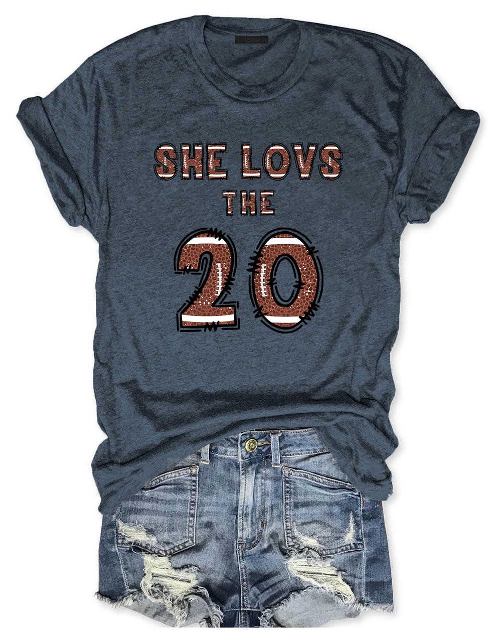She Loves The Football Custom Number T-shirt