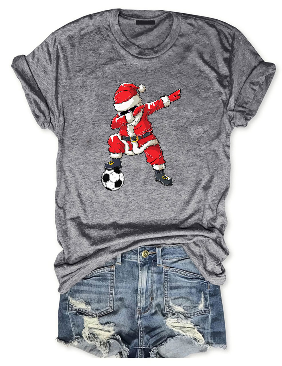 Christmas Soccer Santa Funny T-Shirt