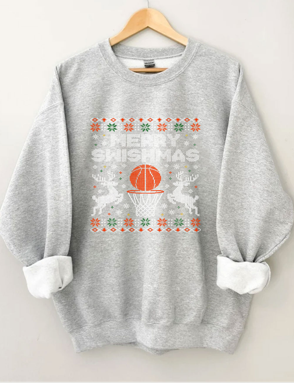 Merry Swishmas Ugly Basketball Sweatshirt
