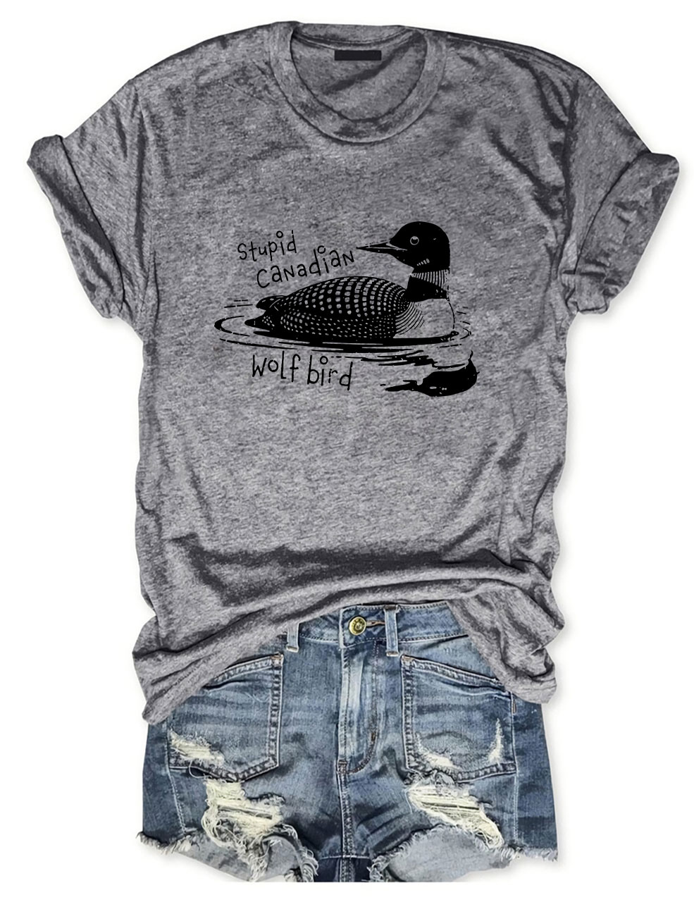 Stupid Canadian Wolf Bird Funny T-Shirt