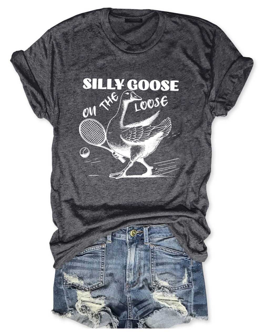 Silly Goose On The Loose Funny Tennis T-shirt